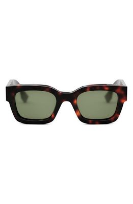 Fendi Signature 50mm Rectangular Sunglasses in Red Havana /Green