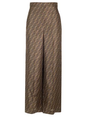 Fendi Silk Twill Palazzo Trousers