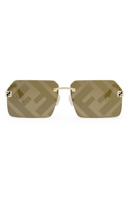 Fendi Sky 59mm Rectangular Sunglasses in Gold/Other /Brown Mirror