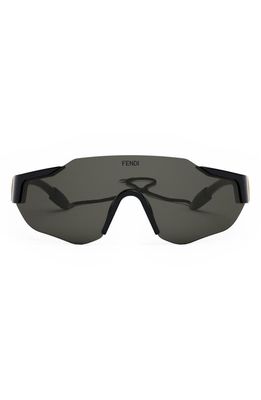 Fendi Sport 141mm Sheild Sunglasses in Shiny Black /Smoke