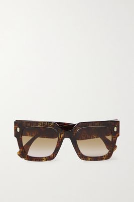 Fendi - Square-frame Printed Tortoiseshell Acetate Sunglasses - one size