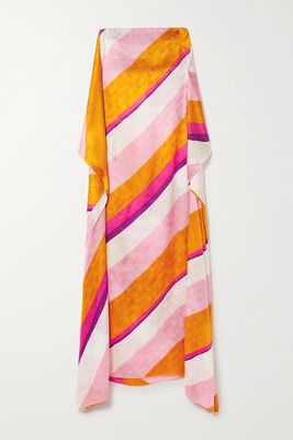 Fendi - Striped Printed Silk-satin Maxi Dress - Orange