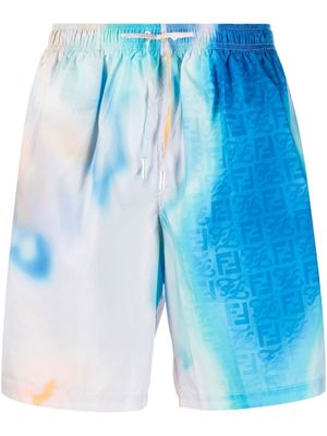 Fendi tie-dye print swim shorts - White