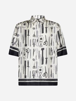 Fendi Tools Print Silk Shirt