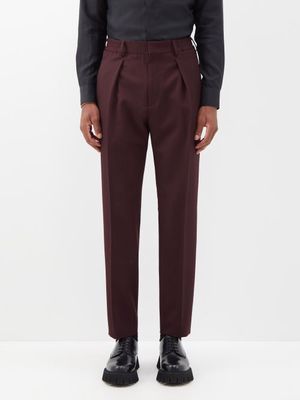 Fendi - Wool-blend Cavalry Twill Suit Trousers - Mens - Burgundy