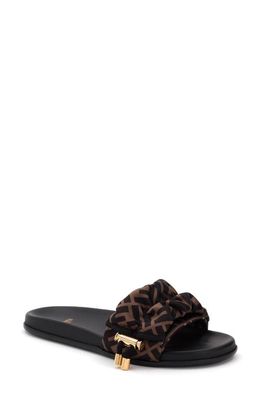 Fendi x Sarah Coleman FF Vertigo Slide Sandal in Tobacco/black