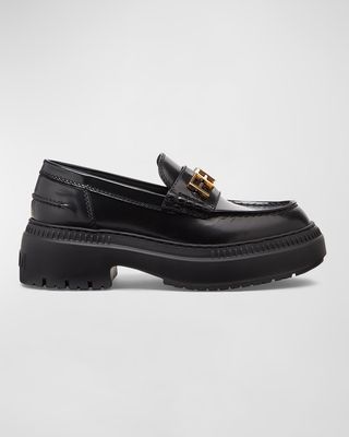 Fendigraphy Leather Platform Loafers