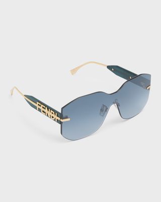 Fendigraphy Rimless Geometric Nylon & Metal Shield Sunglasses