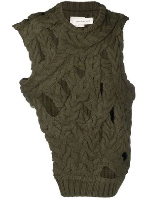 Feng Chen Wang asymmetric knitted vest - Green