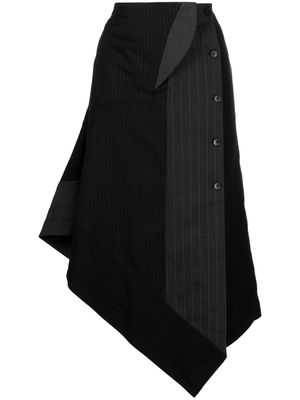 Feng Chen Wang asymmetric pinstriped-panel skirt - Black