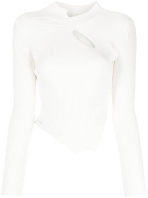 Feng Chen Wang asymmetric ribbed-knit top - White