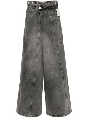 Feng Chen Wang asymmetric-waist wide-leg jeans - Grey