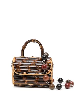 Feng Chen Wang bead-strap bamboo mini bag - Brown