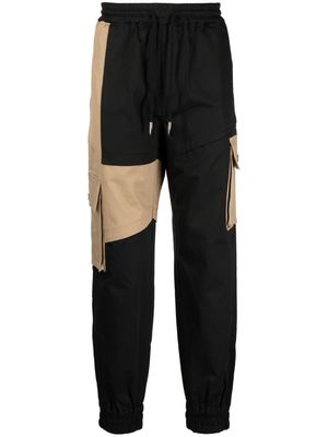 Feng Chen Wang colour-block panelled drawstring trousers - Black