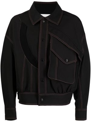 Feng Chen Wang contrast-stitching straight-point collar bomber jacket - Black