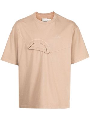 Feng Chen Wang cotton double-layer T-shirt - Brown
