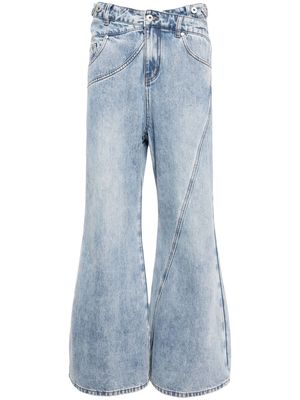 Feng Chen Wang crossover waistband wide-leg jeans - Blue