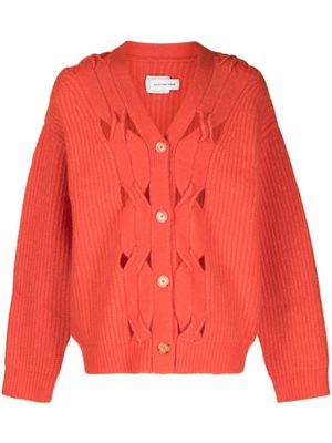 Feng Chen Wang cut-out cable-knit cardigan - Red