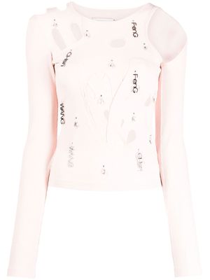 Feng Chen Wang cut-out embellished jersey top - Pink