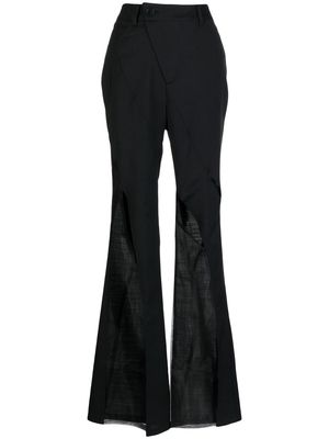 Feng Chen Wang cut-out flared leg trousers - Black