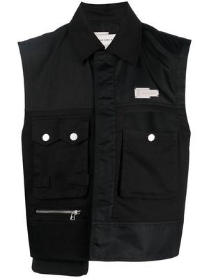 Feng Chen Wang cut-out pocket panelled gilet - Black
