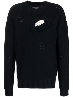 Feng Chen Wang distressed chunky-knit jumper - Black