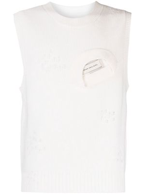 Feng Chen Wang distressed chunky-knit vest - White
