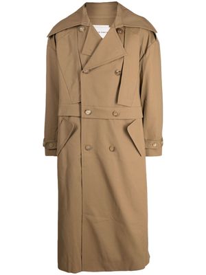 Feng Chen Wang double-breasted gabardine trench coat - Brown