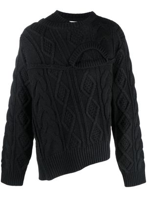 Feng Chen Wang Double-collar cable-knit jumper - Black