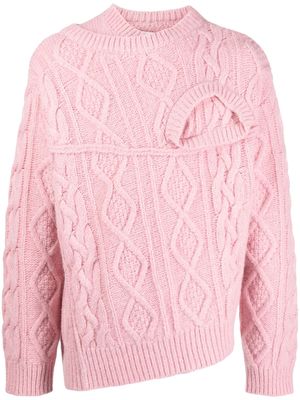 Feng Chen Wang Double Collar cable-knit jumper - Pink