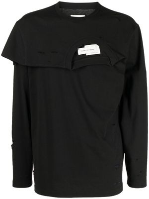 Feng Chen Wang double-collar distressed T-shirt - Black