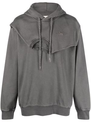 Feng Chen Wang double-collar layered hoodie - Grey