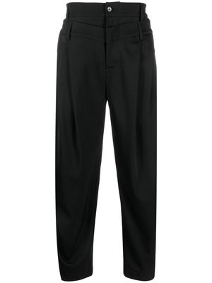 Feng Chen Wang double-waistband tapered trousers - Black
