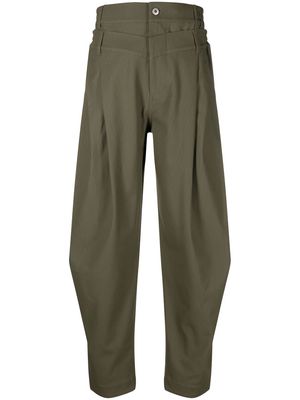 Feng Chen Wang double-waistband trousers - Green