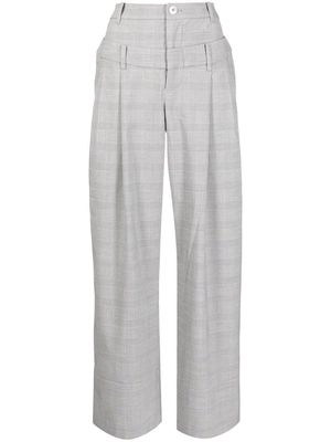 Feng Chen Wang double-waistband wide-leg trousers - Grey