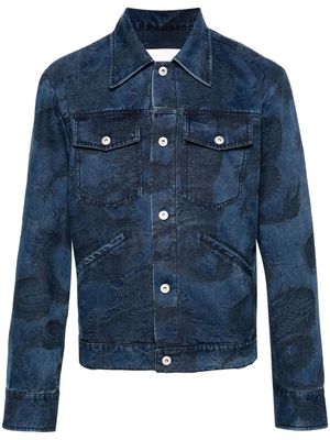 Feng Chen Wang dragon-jacquard denim jacket - Blue