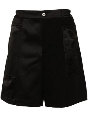 Feng Chen Wang dragon-jacquard patchwork shorts - Black