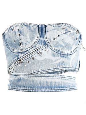 Feng Chen Wang embellished denim corset - Blue