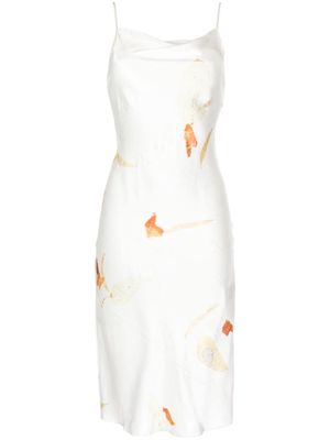 Feng Chen Wang floral-print silk midi dress - White