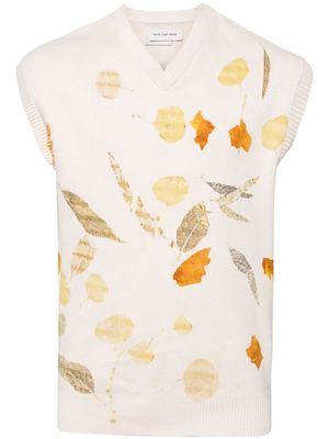 Feng Chen Wang graphic-print knitted vest - Neutrals