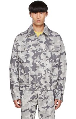 Feng Chen Wang Grey Graphic Denim Jacket