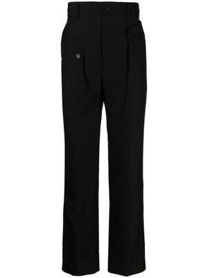 Feng Chen Wang high-waist wool straight-leg trousers - Black