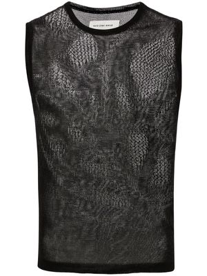 Feng Chen Wang lace-knit patterned tank top - Black