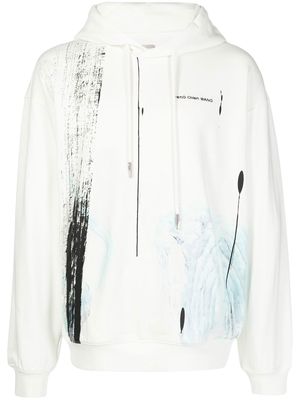 Feng Chen Wang landscape-print zip-up hoodie - White