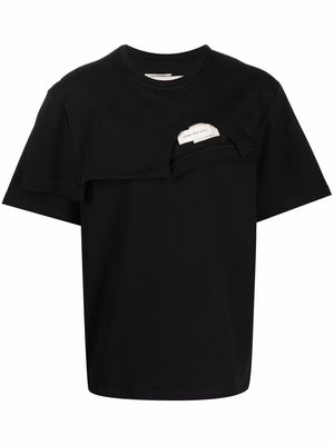 Feng Chen Wang layered asymmetric cotton T-shirt - Black