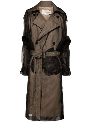 Feng Chen Wang layered double-breasted trench coat - Black
