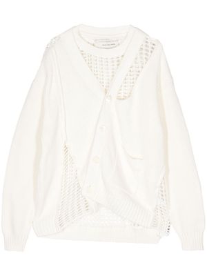 Feng Chen Wang layered open-knit jumper - White