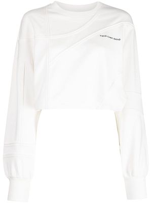 Feng Chen Wang logo-embroidered cotton cropped sweatshirt - Black