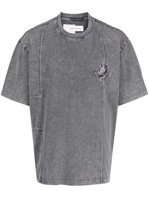 Feng Chen Wang logo-embroidered cotton T-shirt - Grey