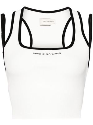 Feng Chen Wang logo-embroidered cropped top - White